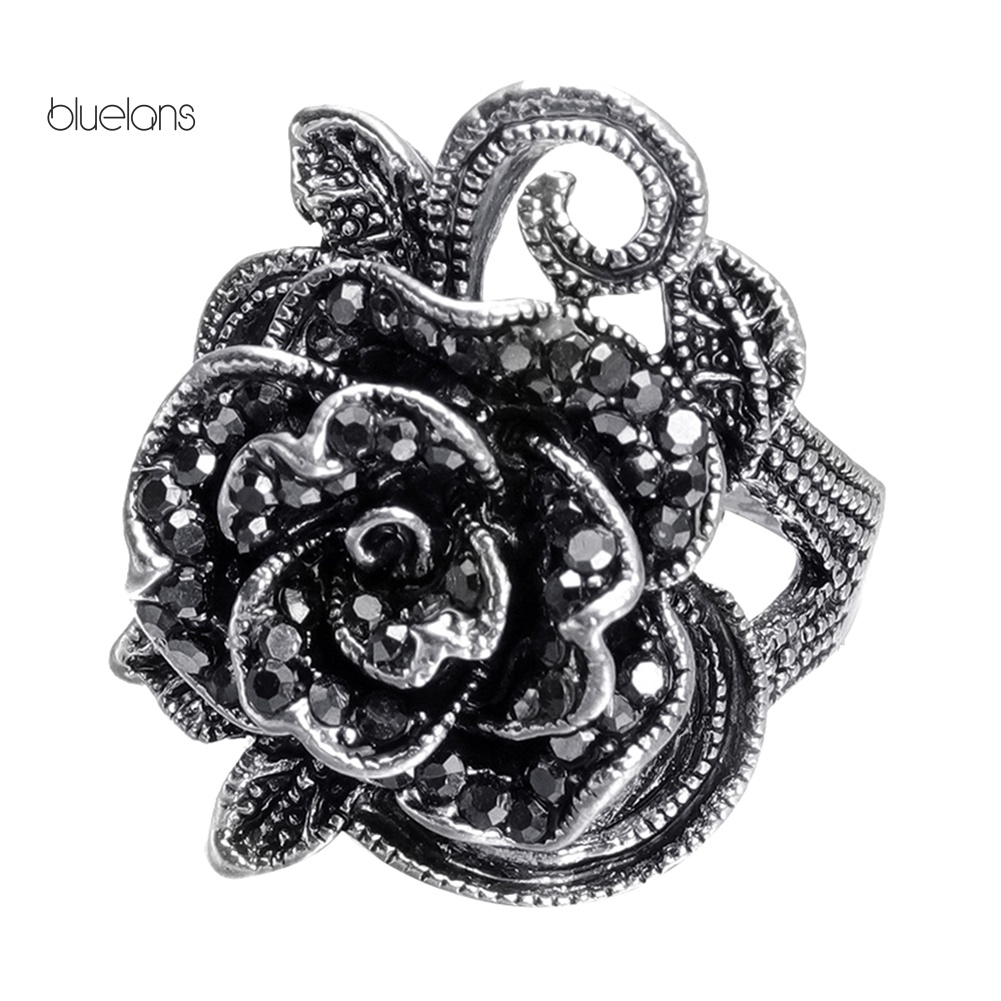 Nhẫn Hợp Kim Hình Hoa Hồng Đính Đá Phong Cách Vintage Cho Nữ