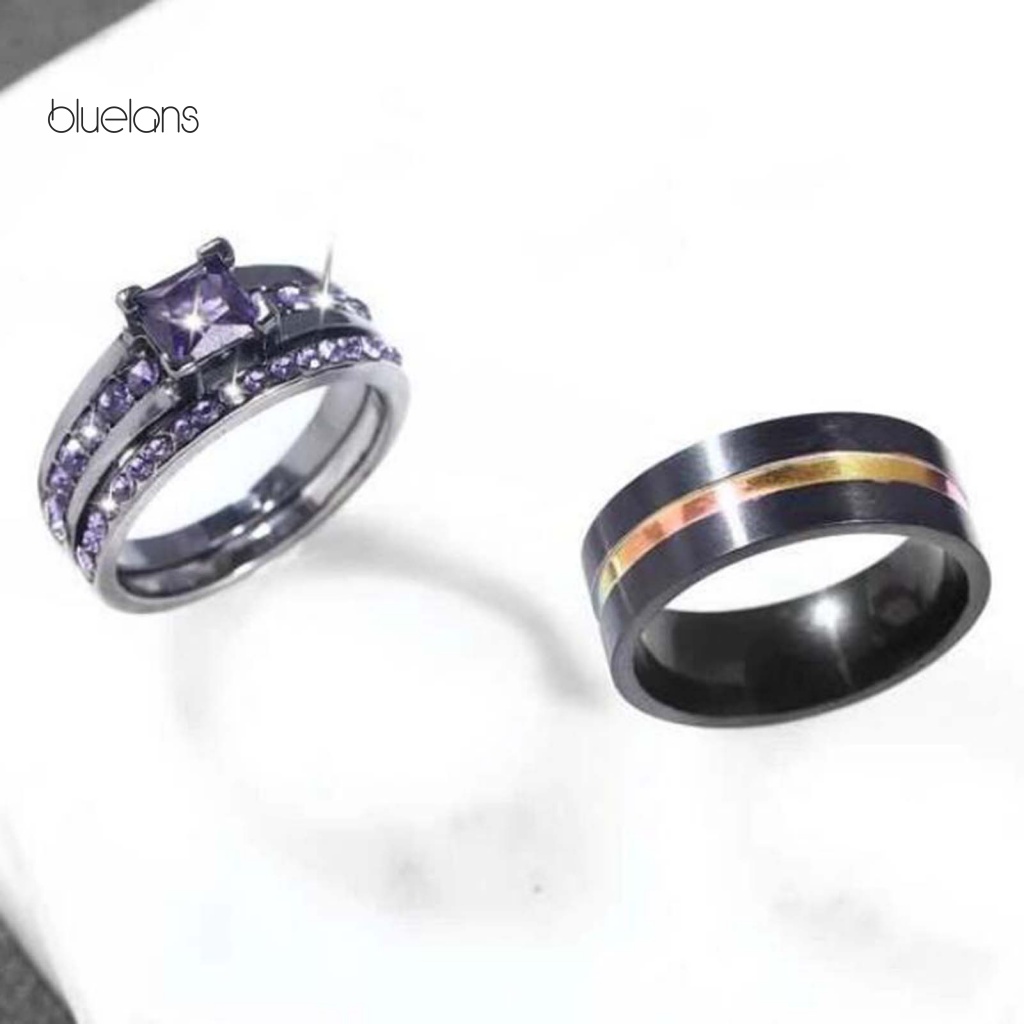 Set 3 Nhẫn Cặp Bằng Hợp Kim Đính Đá Thời Trang