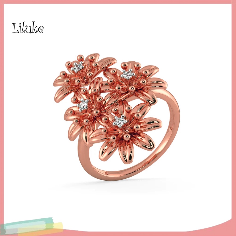 Nhẫn Mạ Bạc Trang Trí Hoa Đính Đá Thời Trang Cho Nữ