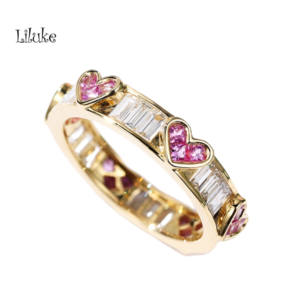 Nhẫn Hợp Kim Trang Trí Hình Trái Tim Đính Đá Xinh Xắn Cho Nữ