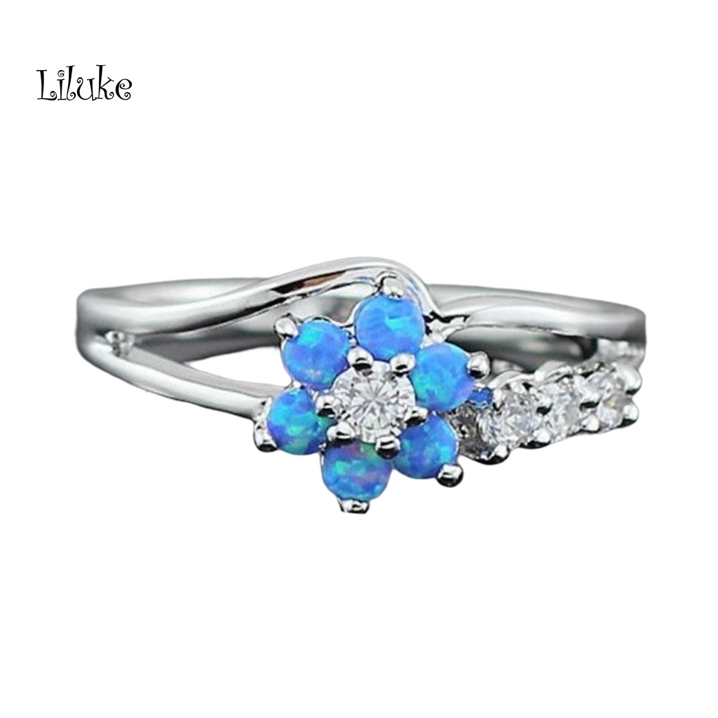 Nhẫn Mạ Vàng Trang Trí Hoa Đính Đá Opal Thời Trang Cho Nữ