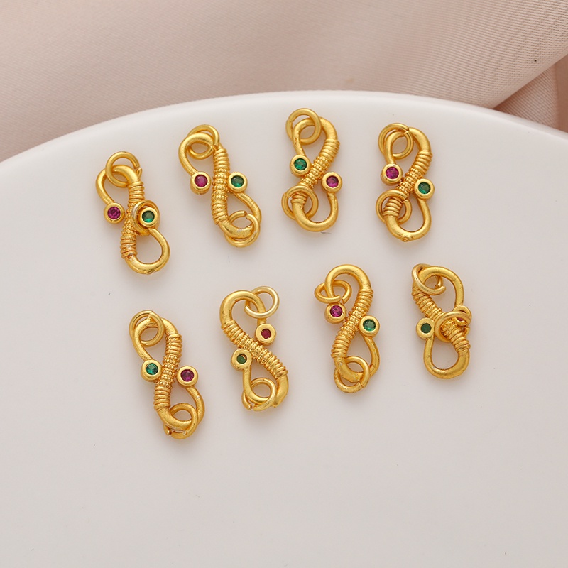 Khóa Vòng Tay / Dây Chuyền Mạ Vàng Đính Đá Zircon Nhiều Màu Sắc diy