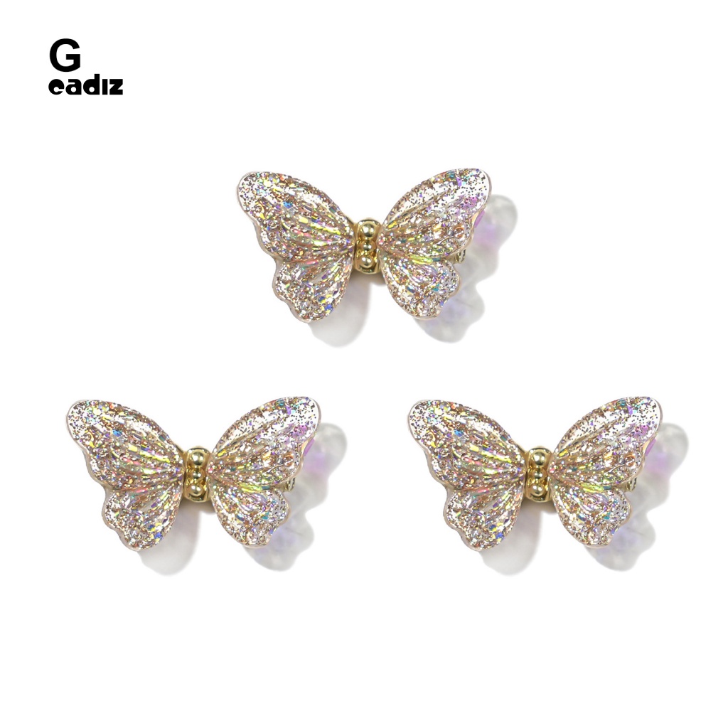 Bộ 3 Phụ Kiện Trang Trí Móng Tay Hình Bươm Bướm Xinh Xắn Chống Thấm Nước