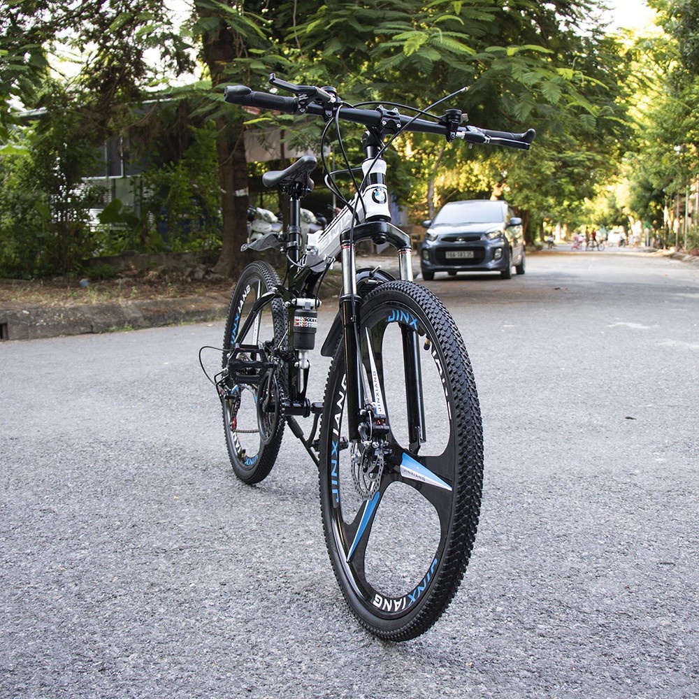 Xe đạp thể thao địa hình gấp gọn Land Rover bánh 24inch khung thép phanh đĩa cơ học 7 cấp độ kết hợp giảm sóc