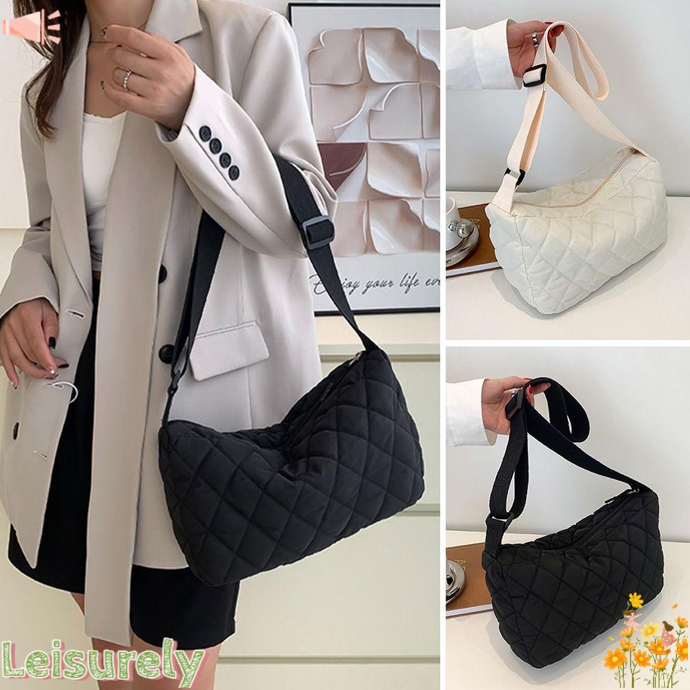 LEILY Túi Đeo Vai Cỡ Lớn Họa Tiết Hình Thoi Thời Trang Mùa Đông