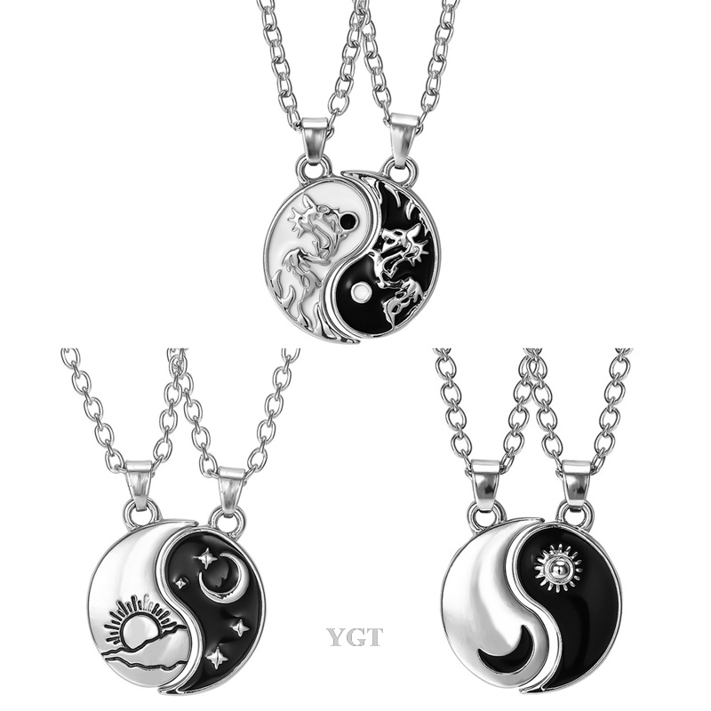 Ygt Set 2 Vòng cổ Mặt Âm Dương Độc Đáo Cho Cặp Đôi