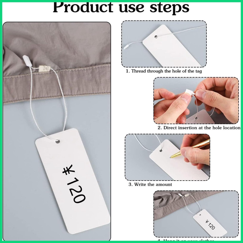 Cuộn 200 Nhãn Giấy Kraft Có Dây Treo Trưng Bày Trang Sức