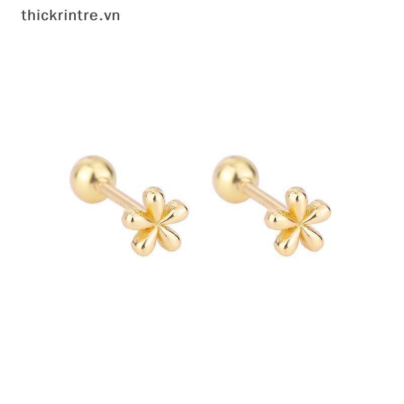 1 Đôi Bông Tai Hình Hoa Mini Màu Vàng / Bạc Thời Trang Dành Cho Nữ