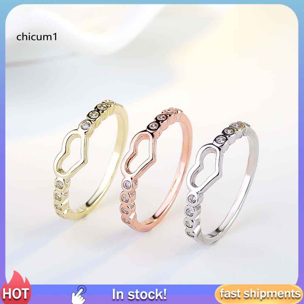 Nhẫn Đính Đá Hình Trái Tim Cho Nữ