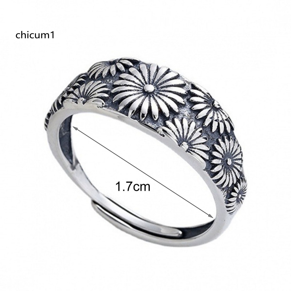 Nhẫn Cưới Hình Hoa Cúc Phong Cách Vintage Tinh Tế Có Thể Điều Chỉnh