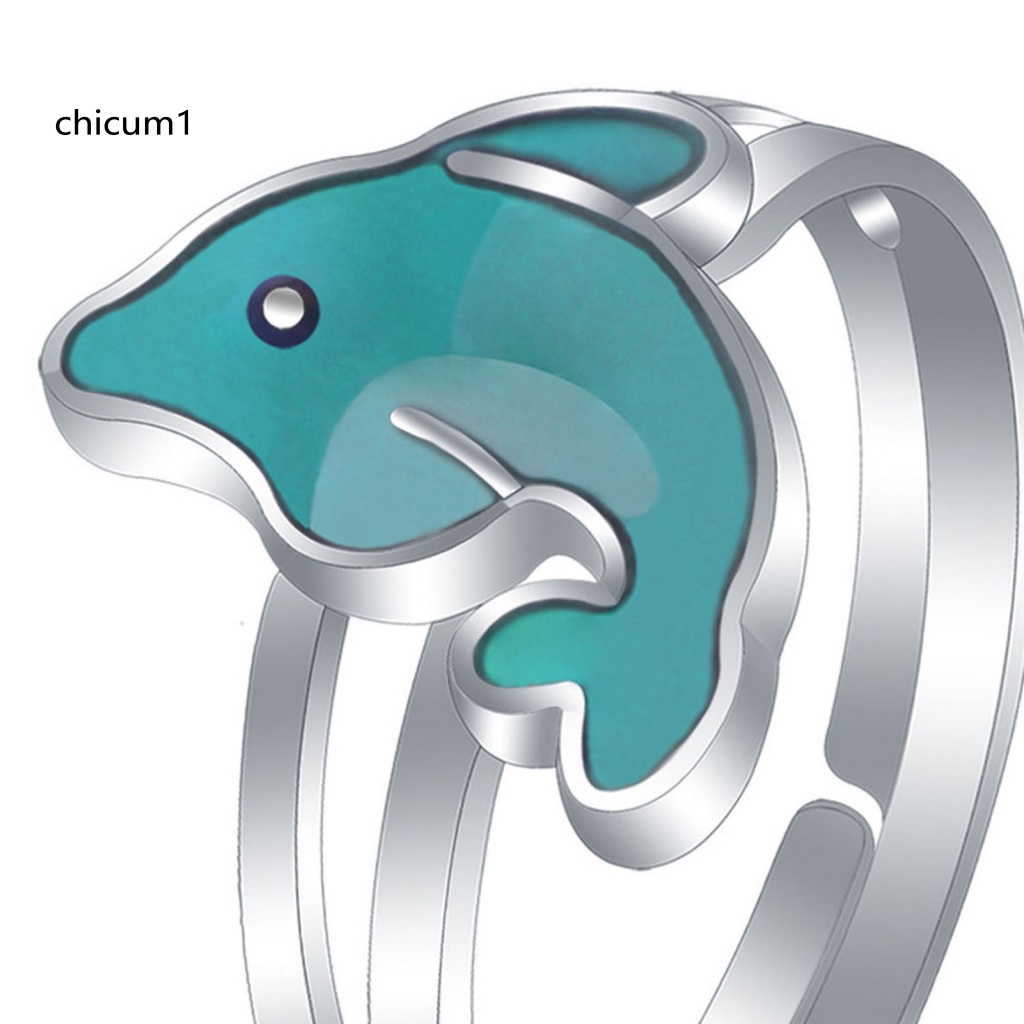 Nhẫn Hình Cá Heo Đổi Màu Theo Nhiệt Độ Dễ Thương Cho Nữ