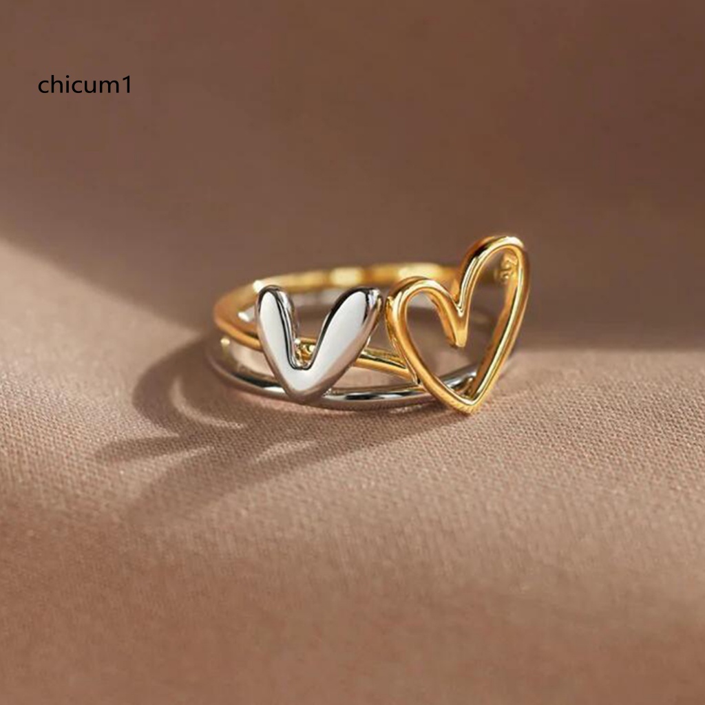 1 Set Nhẫn Đeo Tay Hình Trái Tim Thời Trang Dành Cho Nữ