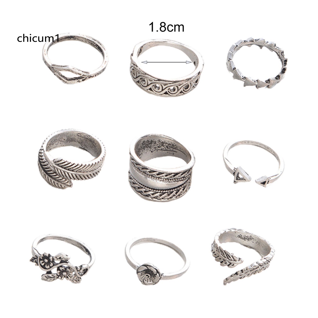 Set 9 Nhẫn Đeo Khớp Ngón Tay Phong Cách Vintage