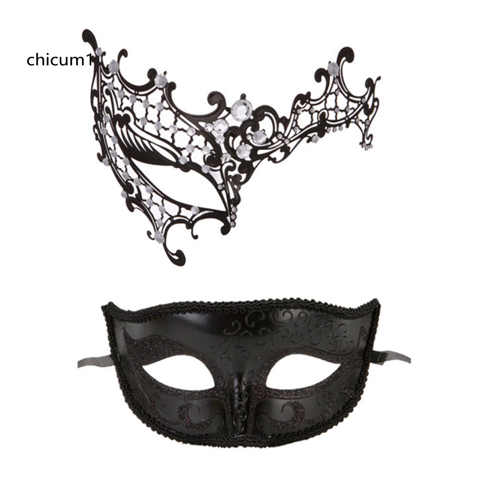 Mặt Nạ Che Nửa Mặt Bằng Kim Loại Đính Đá Lấp Lánh Màu Đen Phong Cách Cổ Điển Dùng Hóa Trang