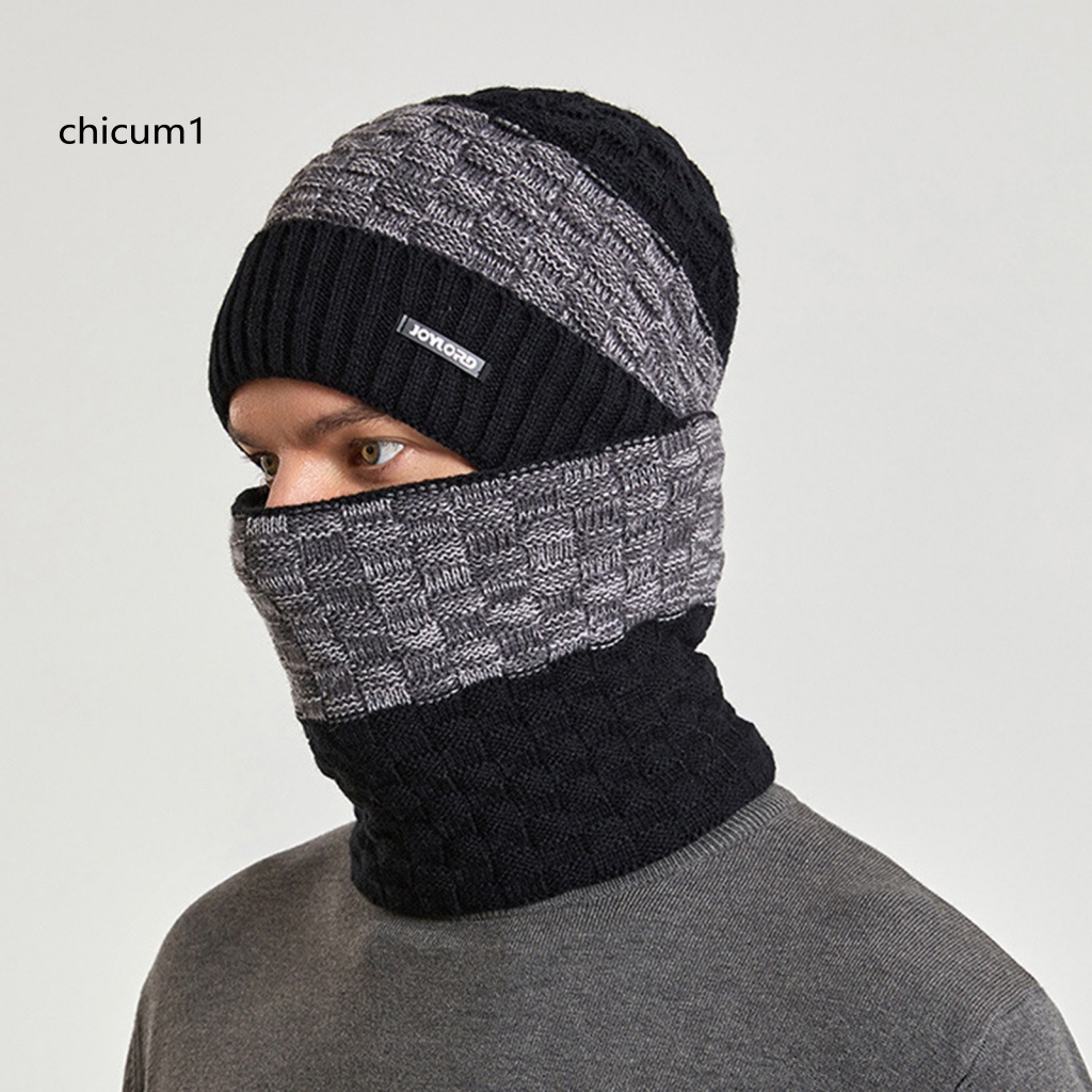 Set 2 Mũ Dệt Kim Kèm Khăn Choàng Dày Dặn Mềm Mại Co Giãn Chống Lạnh Chống Gió Thời Trang Thu Đông Cho Nam Và Nữ
