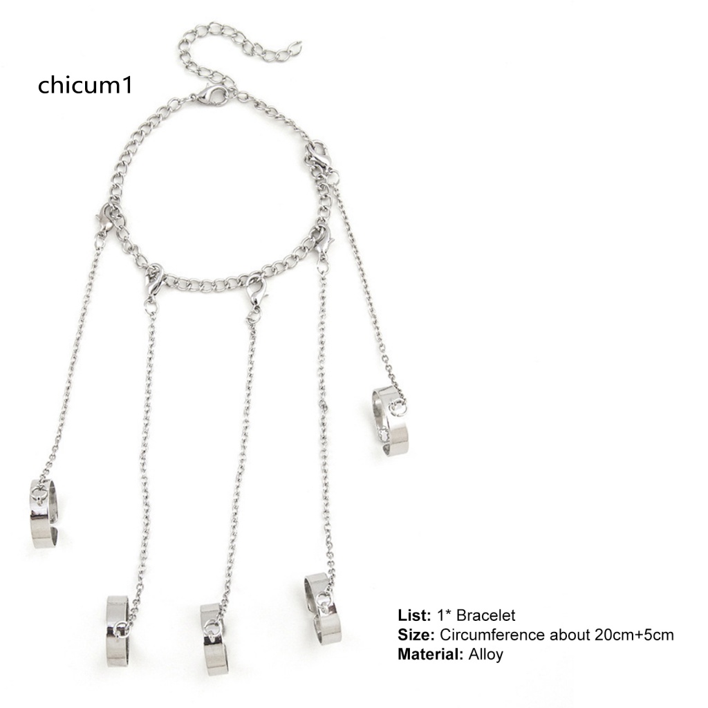 Vòng Tay Kèm Nhẫn Dạng Mở Phong Cách Punk Unisex