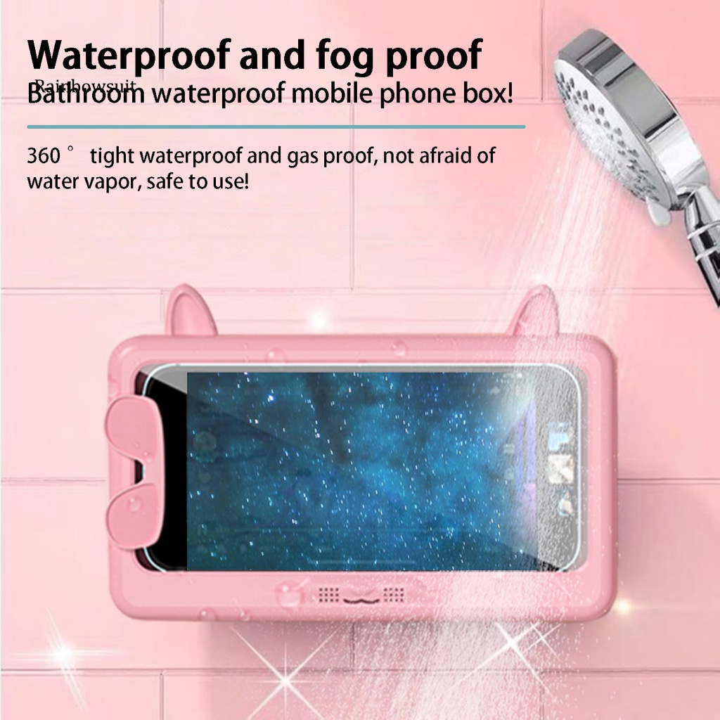 Giá Đỡ Điện Thoại Gắn Tường Chống Nước Chống Sương Mù Tự Dính Hình Tai Mèo Đa Năng Thông Dụng Cho Nhà Tắm / Toilet