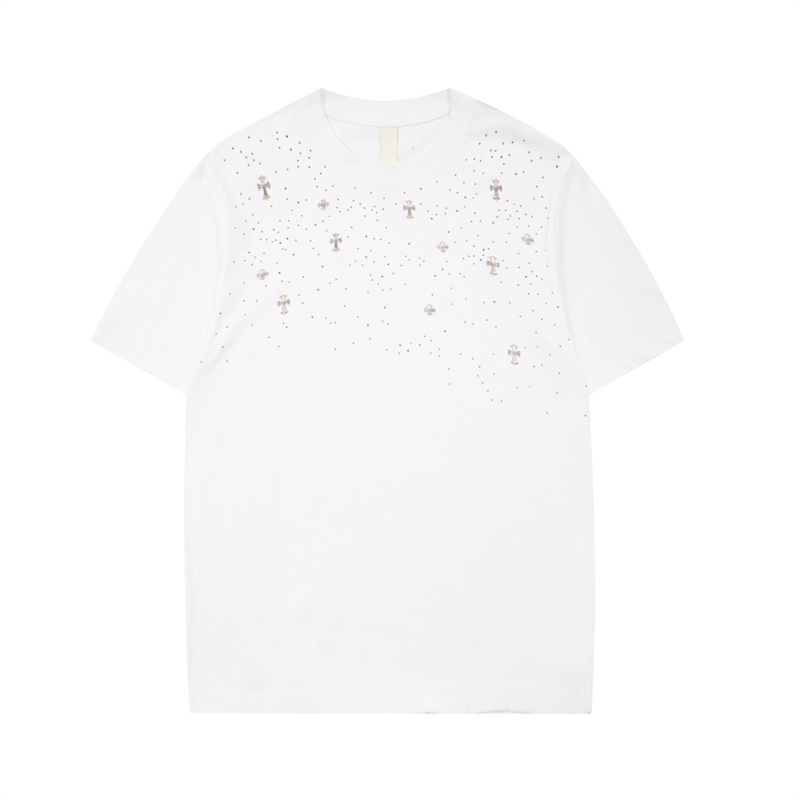 Ch-the Xu Hướng Thời Trang Mới Nhất Áo Thun Tay Ngắn Cổ Tròn Đính Đá Kim Cương Nóng Bỏng vintage