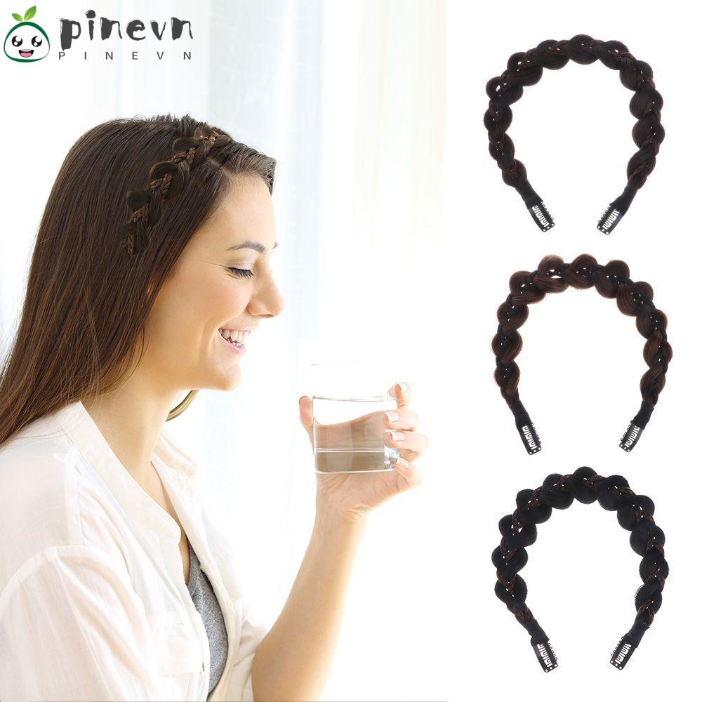 PINEVN Băng Đô Cài Tóc Giả Bện Sợi Tổng Hợp Chống Trượt Dành Cho Nữ