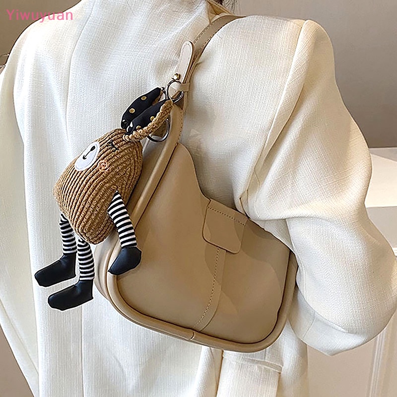 < Yiwuyuan > Móc Chìa Khóa Thỏ Nhồi Bông Mềm Mại Dễ Thương Hình Tam Giác / Thỏ Hoạt Hình Trang Trí Ba Lô /