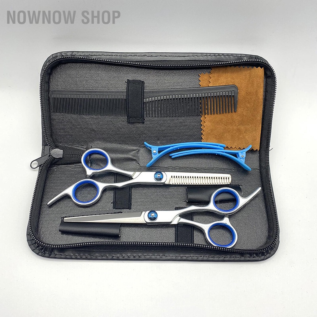 NOWNOW SHOP Kéo Cắt Tóc 6in Răng Lược Phẳng Kẹp Làm Tỉa Mỏng Bộ Dụng Cụ