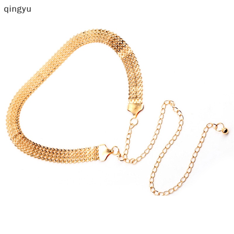 Thắt Lưng Dây Xích Kim Loại Gợn Sóng Màu Vàng Thời Trang Mới