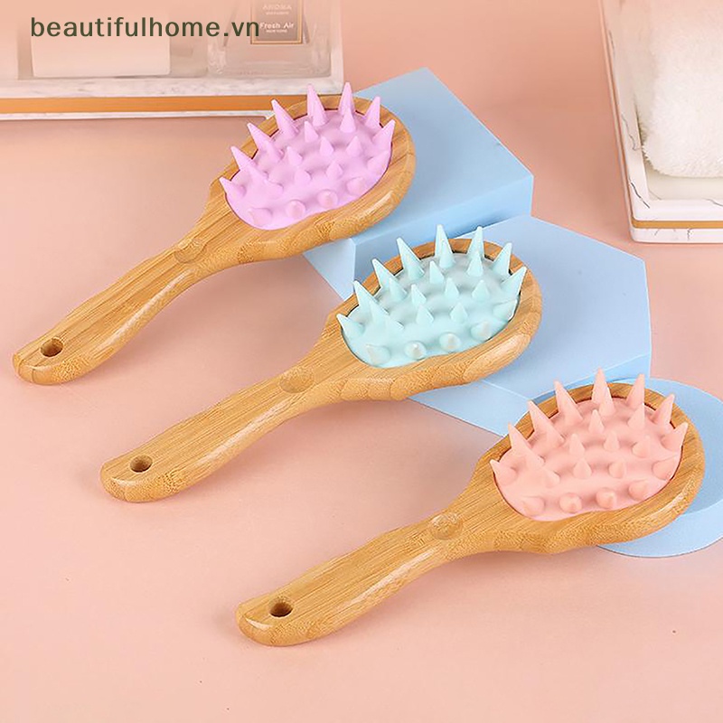 Bàn Chải Gội Đầu Mát Xa Da Đầu Tay Cầm Dài Tiện Lợi