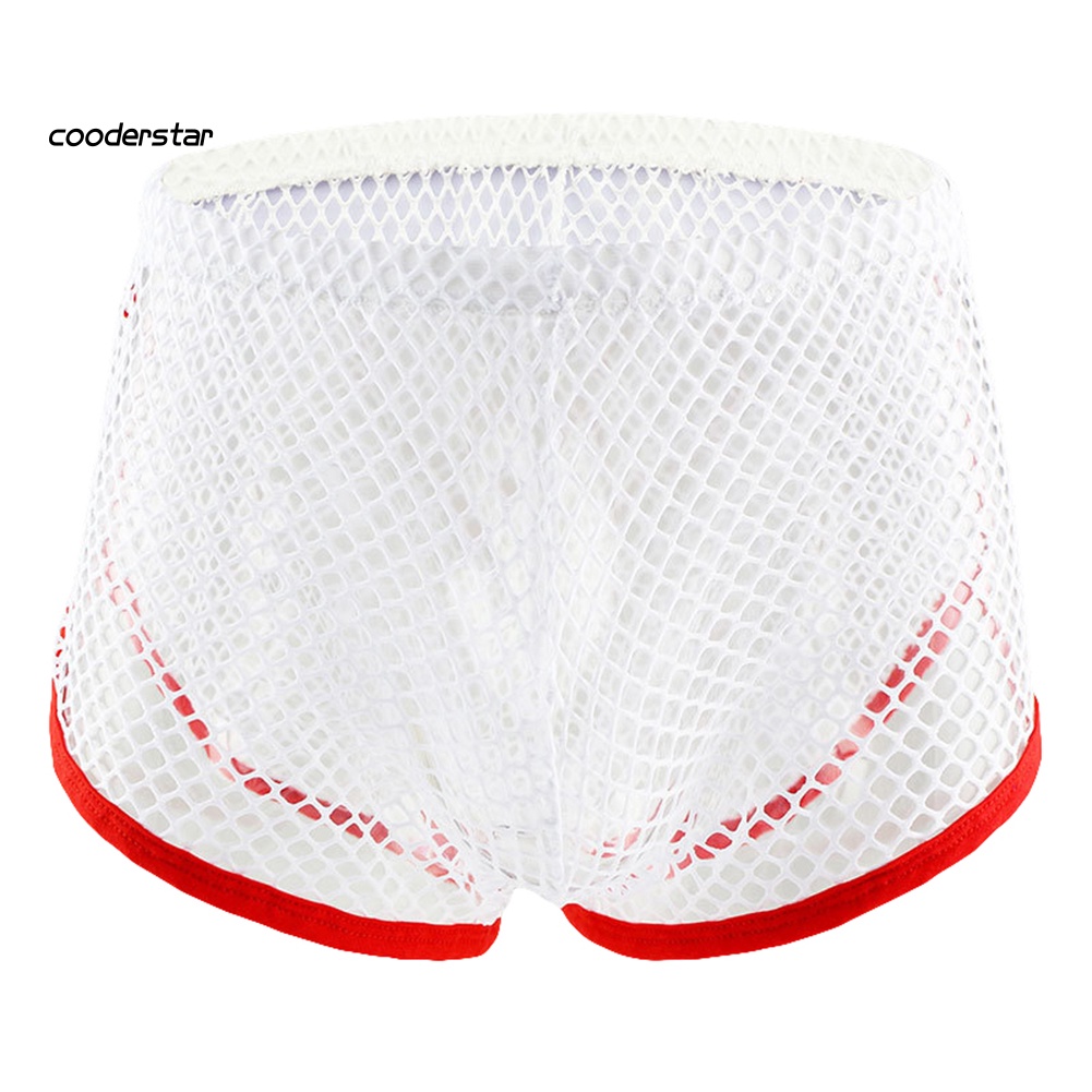Quần Lót Boxer Lưng Thấp Phối Lưới Thoáng Khí Thời Trang Quyến Rũ Cho Nam