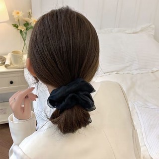 Dây Cột Tóc Lưới Màu Trơn Đơn Giản Phong Cách Retro Pháp