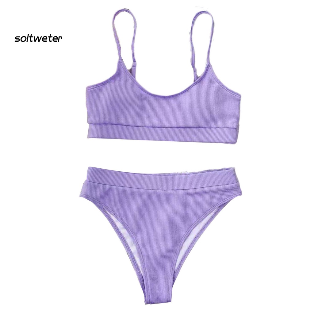 Bộ Đồ Bơi Bikini Lưng Cao Mau Khô Có Đệm Ngực Dành Cho Nữ