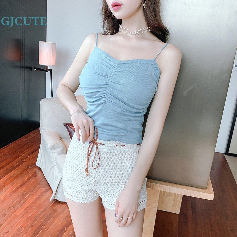Gjocute Quần Short Dây Rút An Toàn Đi Biển Phối Ren Hoa Khoét Rỗng Kiểu Bohemia Giản Dị WTD