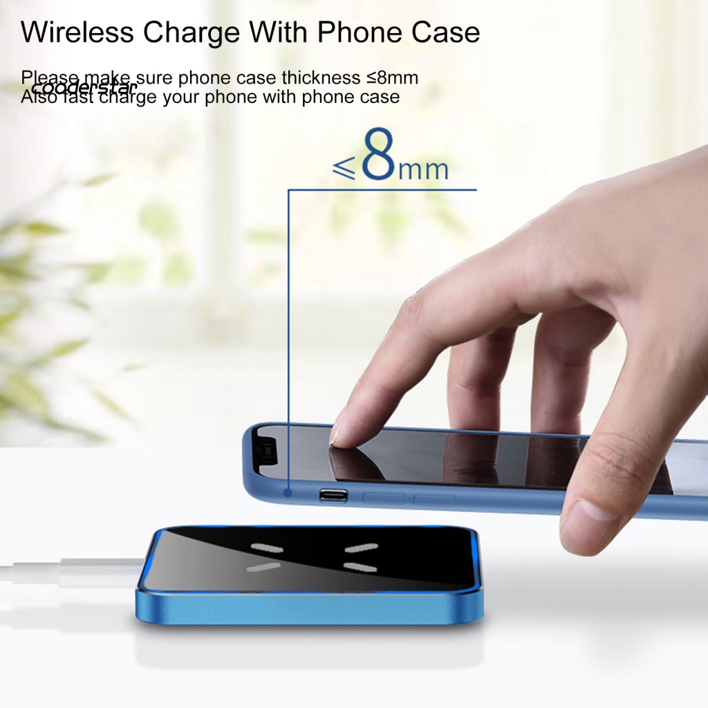 Đế Sạc Nhanh Không Dây 15W Bằng Hợp Kim Nhôm Mặt Gương Cho Samsung Huawei iPhone Xiaomi