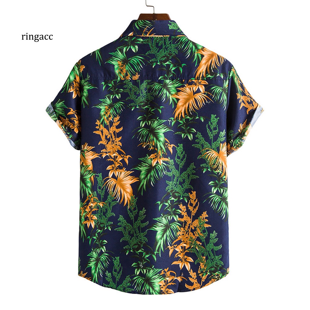 Áo Sơ Mi Tay Ngắn Cổ Bẻ In Họa Tiết Cây Dừa Phong Cách Hawaii Thời Trang Mùa Hè Cho Nam