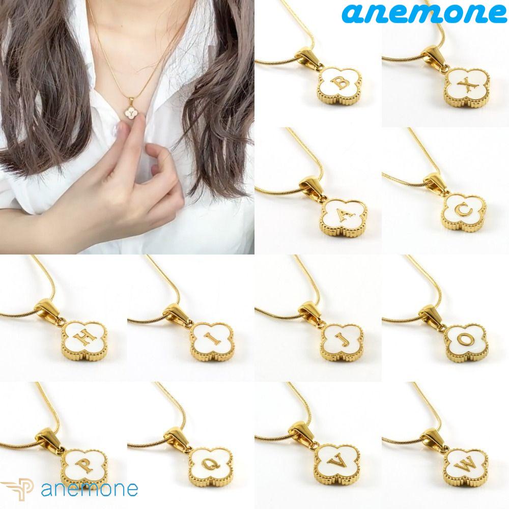 ANEMONE Vòng cổ Mặt 26 Chữ Cái Vỏ Sò Bằng Thép Không Gỉ Thời Trang Dự Tiệc