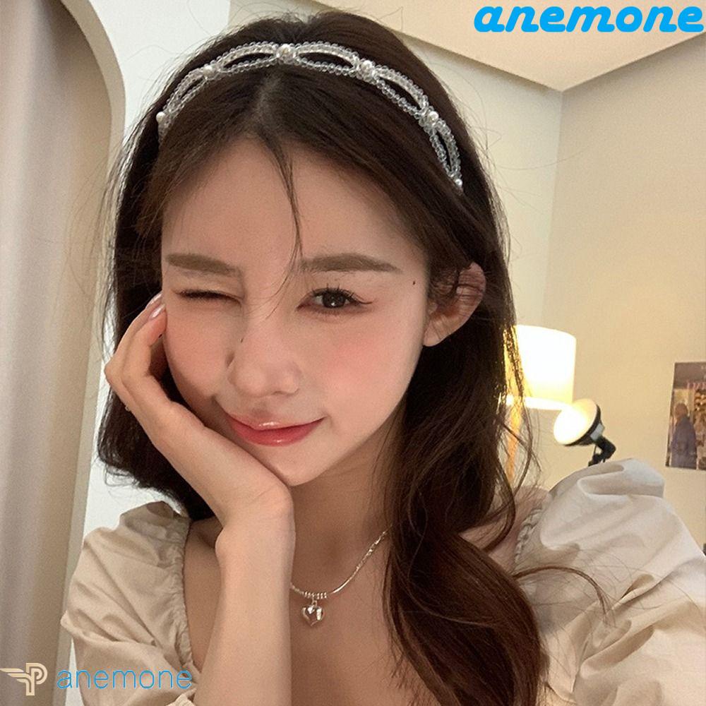 ANEMONE Băng Đô Nơ Đính Ngọc Trai Thời Trang Hàn Quốc Mới Cho Cô Dâu