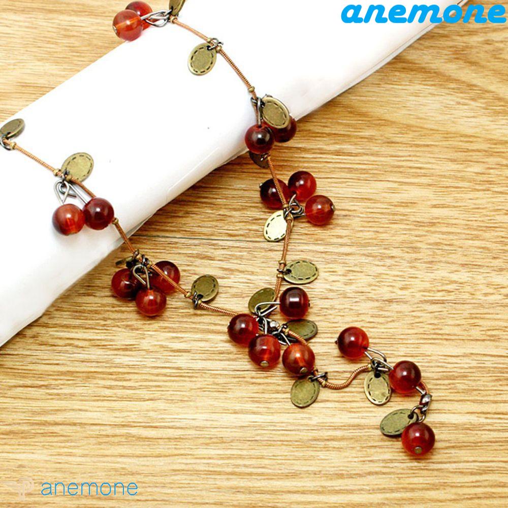 ANEMONE Vòng cổ Mặt Hình Cherries Đỏ Thời Trang Dành Cho Nữ