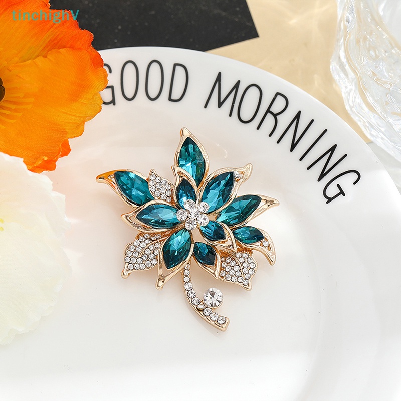 Ghim Cài Áo / Khăn Choàng / Mũ Hình Hoa Đính Đá Zircon Tinh Tế Thời Trang Cho Nữ