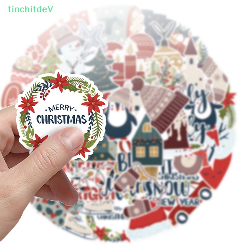 [TinchitdeV] Set 50 Miếng Dán Hoạt Hình Giáng Sinh Trang Trí Tủ Lạnh / Laptop / Điện Thoại / Hành Lý DIY