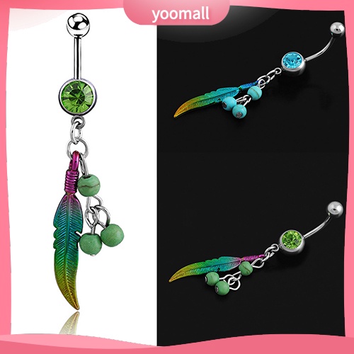 Khuyên Rốn Dạng Thanh Tạ Hình Chiếc Lá Nhiều Màu Sắc