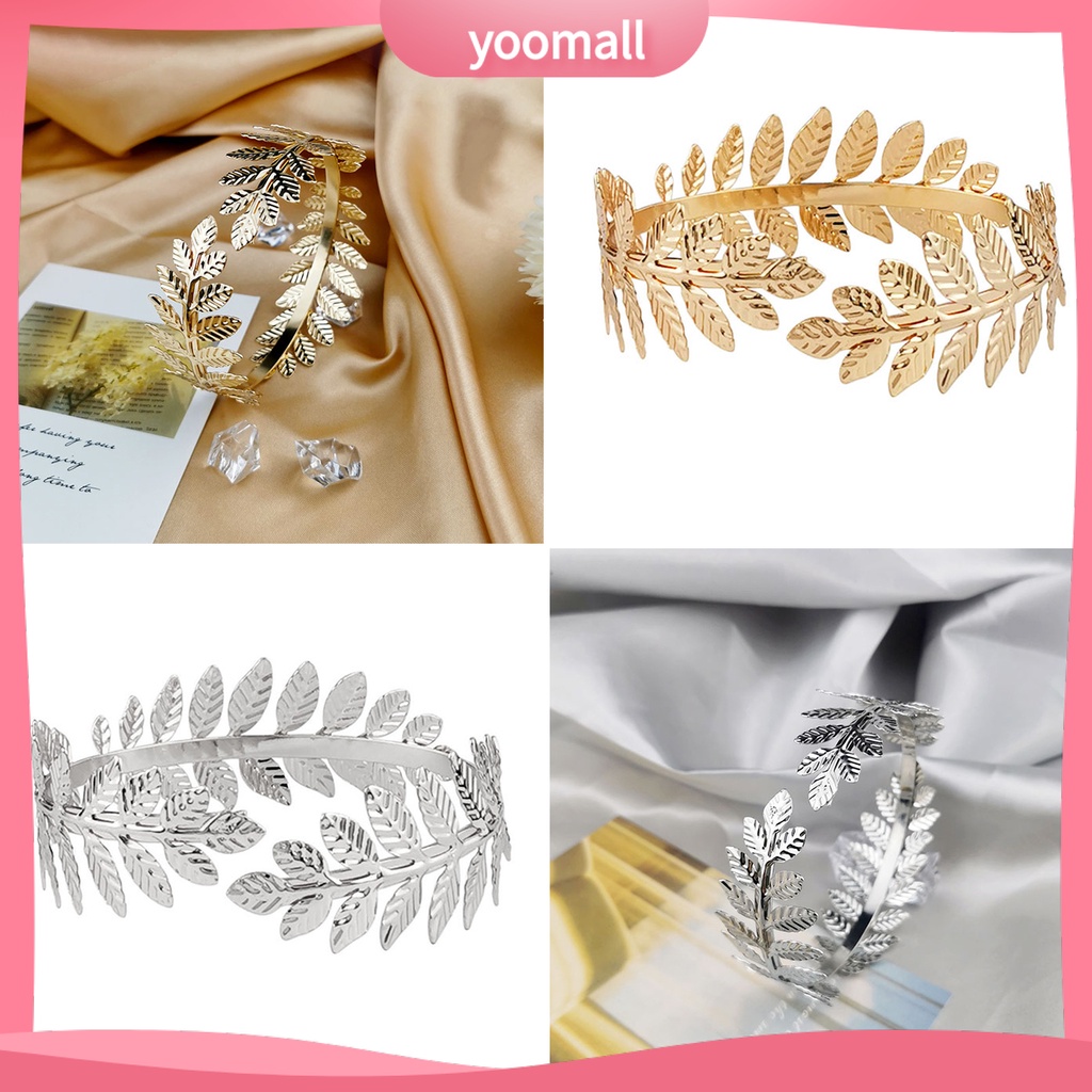 [YM] Vòng Đeo Tay Dạng Mở Tối Giản Có Thể Điều Chỉnh Hình Lá Hợp Kim Làm Quà Tặng Giáng Sinh / Ngày Cưới La Mã