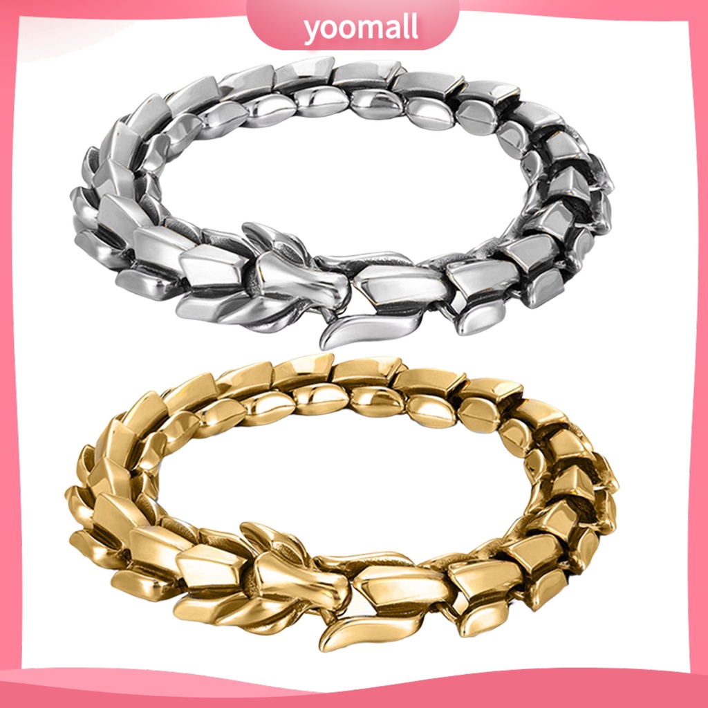 Vòng Tay Hình Đầu Rồng Phong Cách Punk Hip Hop Âu Mỹ Cá Tính Dành Cho Nam