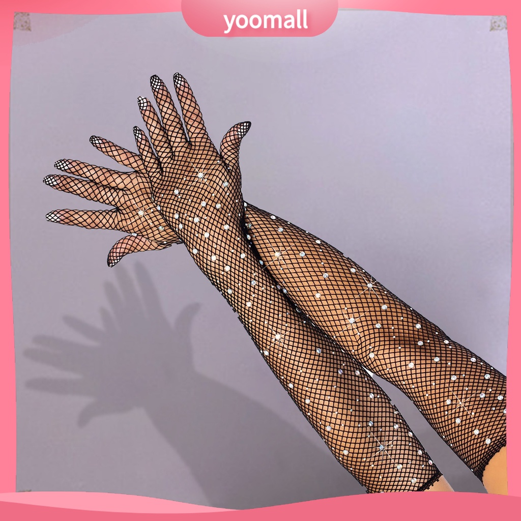 1 Đôi Găng Tay Lưới Đính Đá Thời Trang Cho Nữ