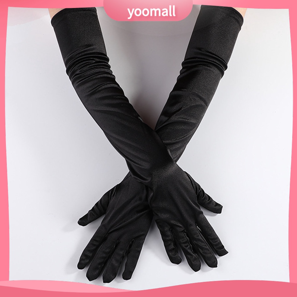 1 Đôi Găng Tay Dài Đến Khuỷu Tay Bằng Vải Satin Siêu Mềm Co Giãn Không Phai Màu Trang Trí Tiệc Cưới Cho Nữ