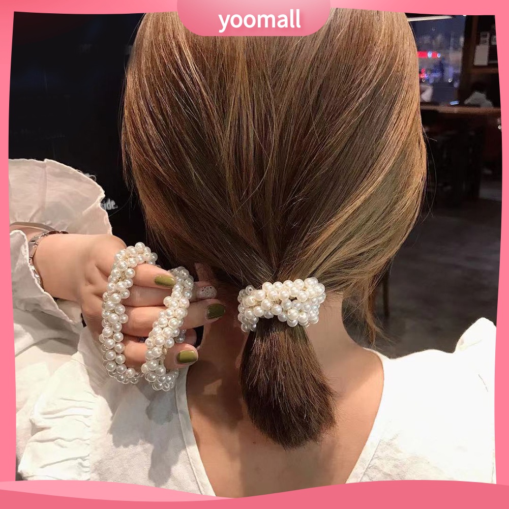 Dây Cột Tóc Co Giãn Đính Ngọc Trai Giả Thời Trang Cho Nữ