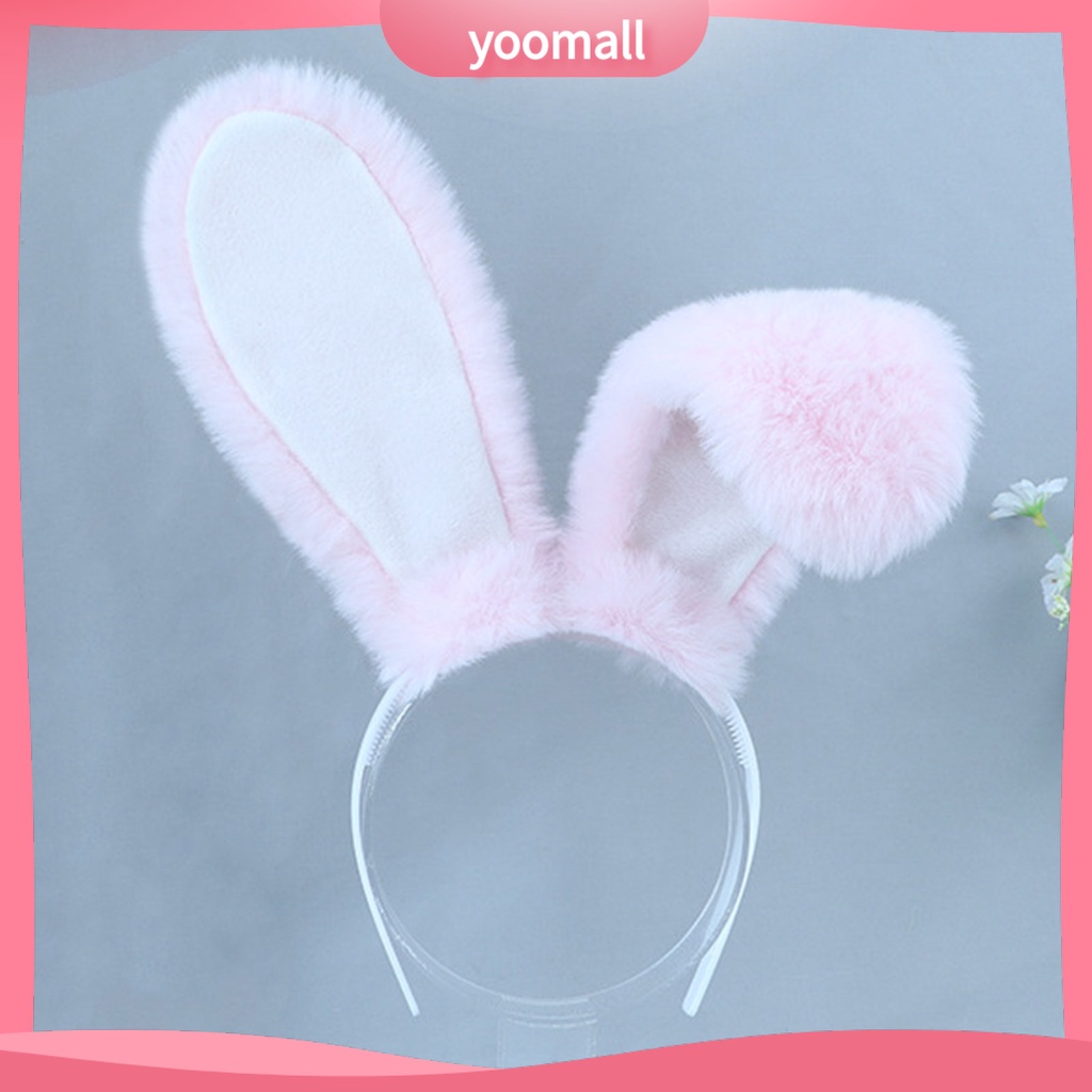 [YM] Băng Đô Tai Thỏ Bông Mềm Mại Nhiều Màu Sắc Ngọt Ngào Chống Trượt Tạo Kiểu Tóc Dùng Để Hóa Trang / Tiệc Tùng