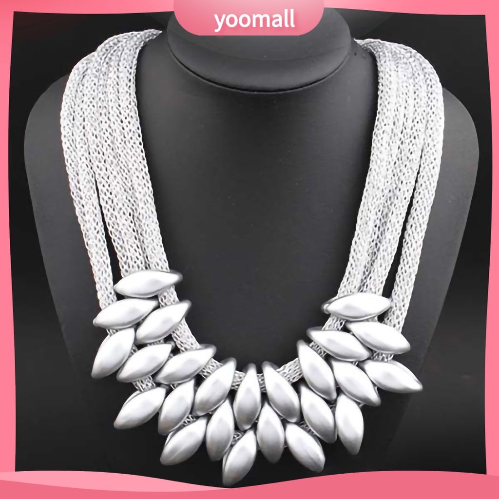 Vòng Cổ Choker Nhiều Lớp Mặt Lá Hợp Kim Cho Nữ