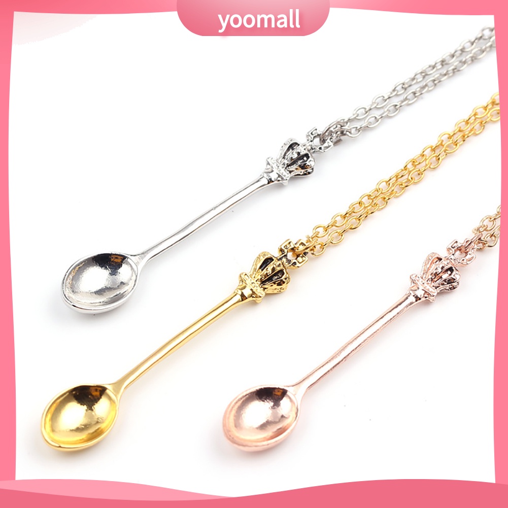 Vòng cổ Mặt Hình Muỗng Trà Và Vương Miện Mini Thời Trang Cho Nữ