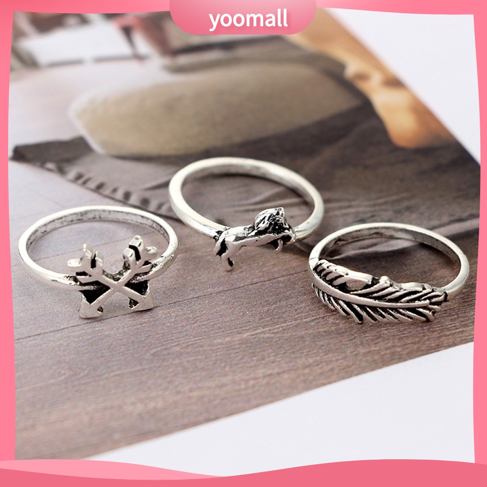 Bộ 12 Nhẫn Đeo Đốt Ngón Tay Phong Cách Vintage Xinh Xắn