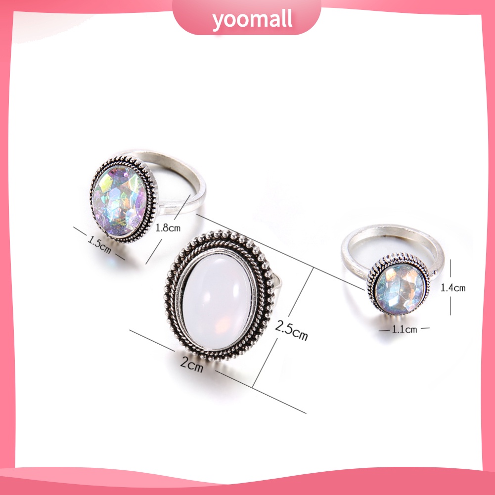 Bộ Nhẫn Đính Đá Quý Nhân Tạo Thiết Kế Sáng Tạo Dùng Làm Quà Tặng Cho Bạn Gái