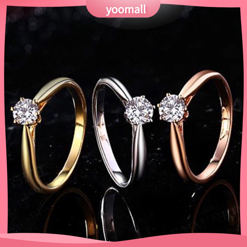 [YM] Nhẫn Sáu Móng Vuốt Đính Đá Zircon Bằng Hợp Kim Thanh Lịch Cho Bữa Tiệc